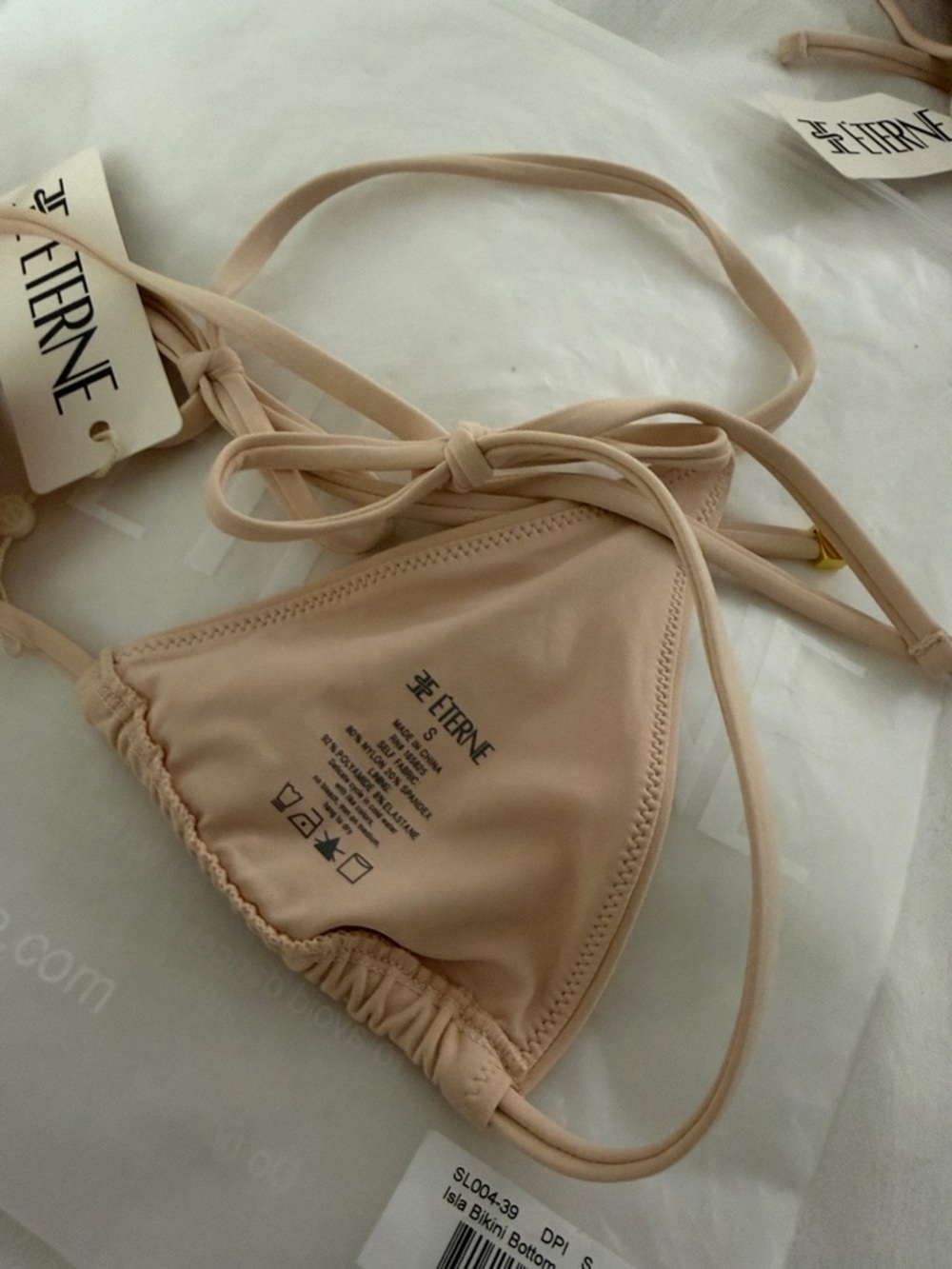 Eterne Women's Light Nude Tie-Side Triangle Bikini-ISLA DUSTY PINK - Picture 4 of 11